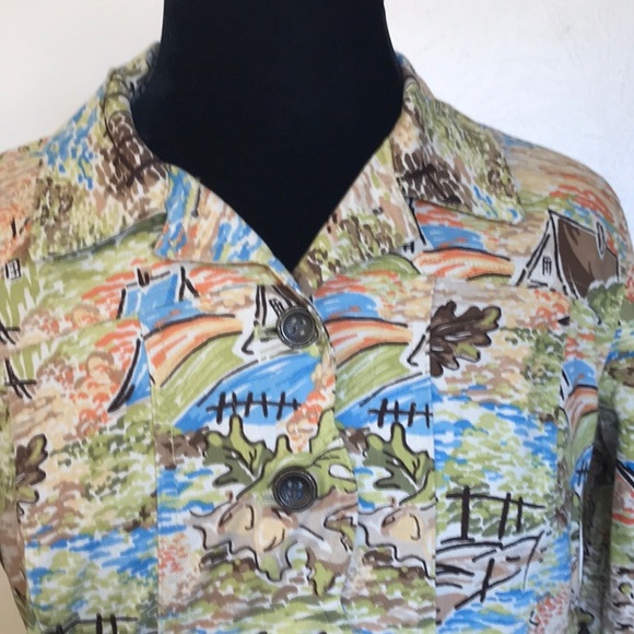 Christopher & Banks Petite button down jacket stretch abstract print Size S - Picture 2 of 9